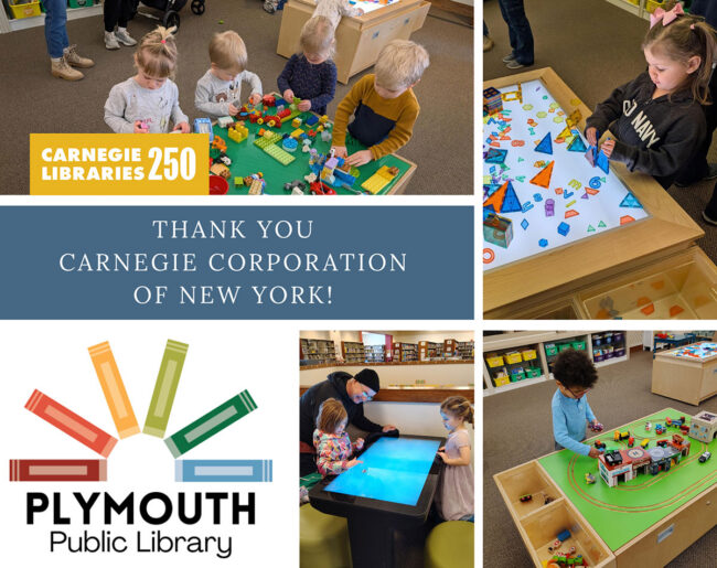 A collage of children in a library