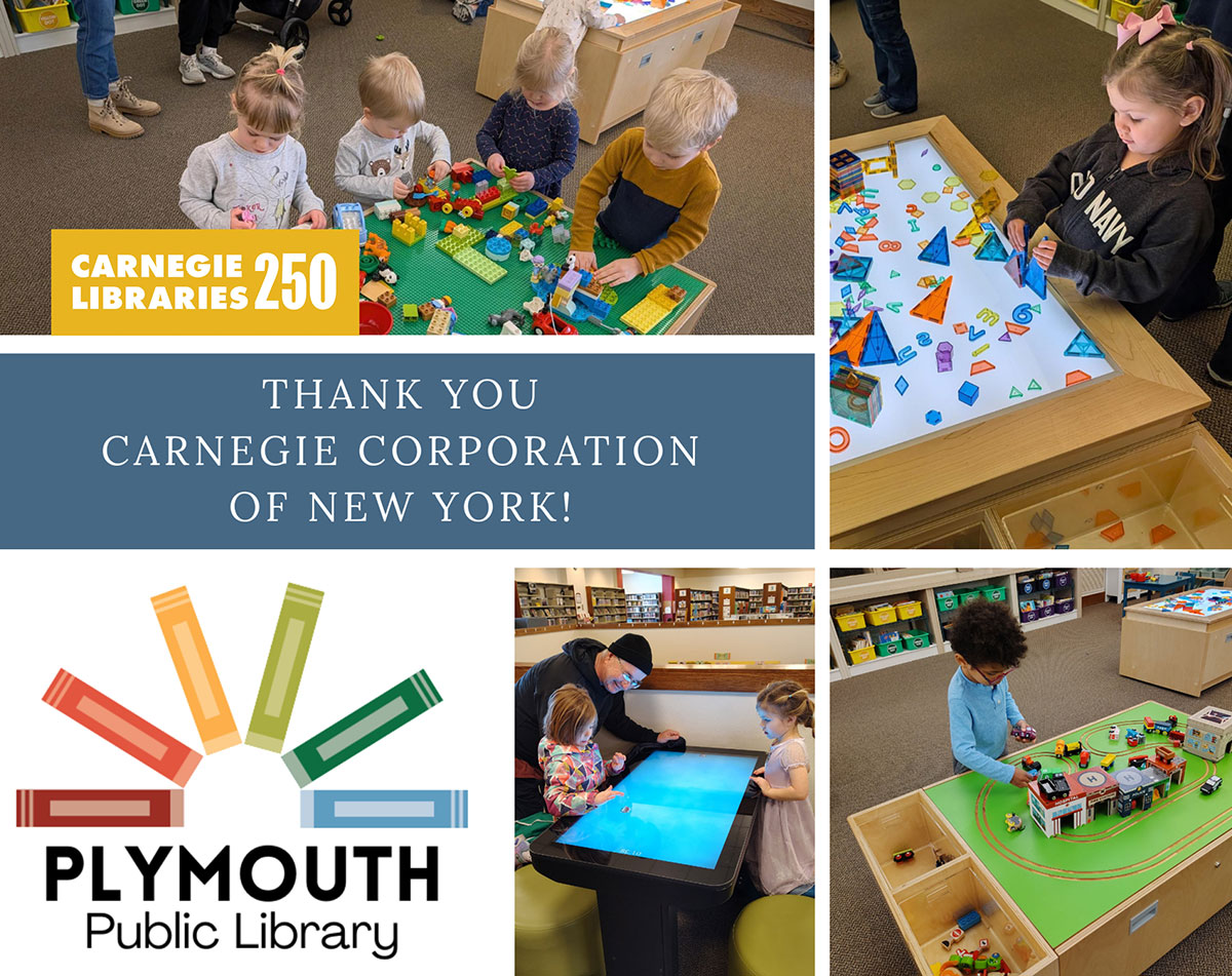 A collage of children in a library