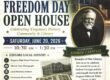 An information flyer for an open house on the history of Kingman, IL