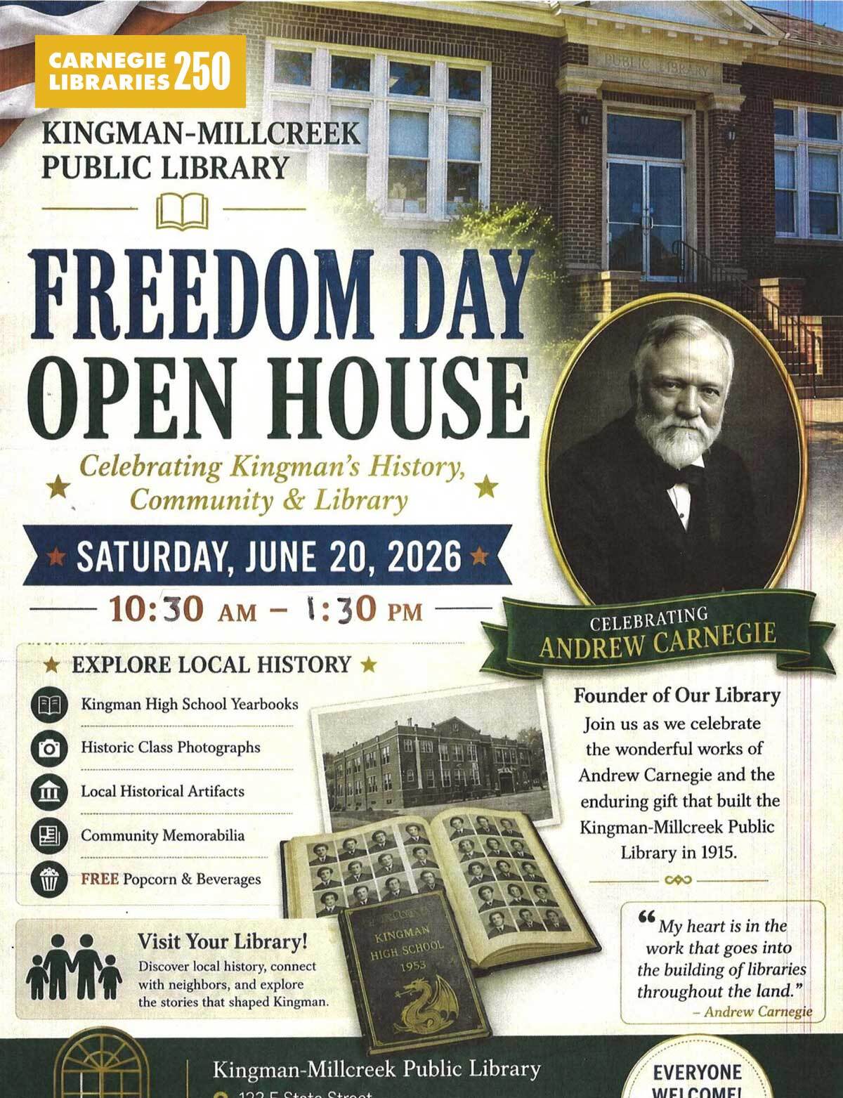 Kingman_Open_House_Karen_Keller An information flyer for an open house on the history of Kingman, IL
